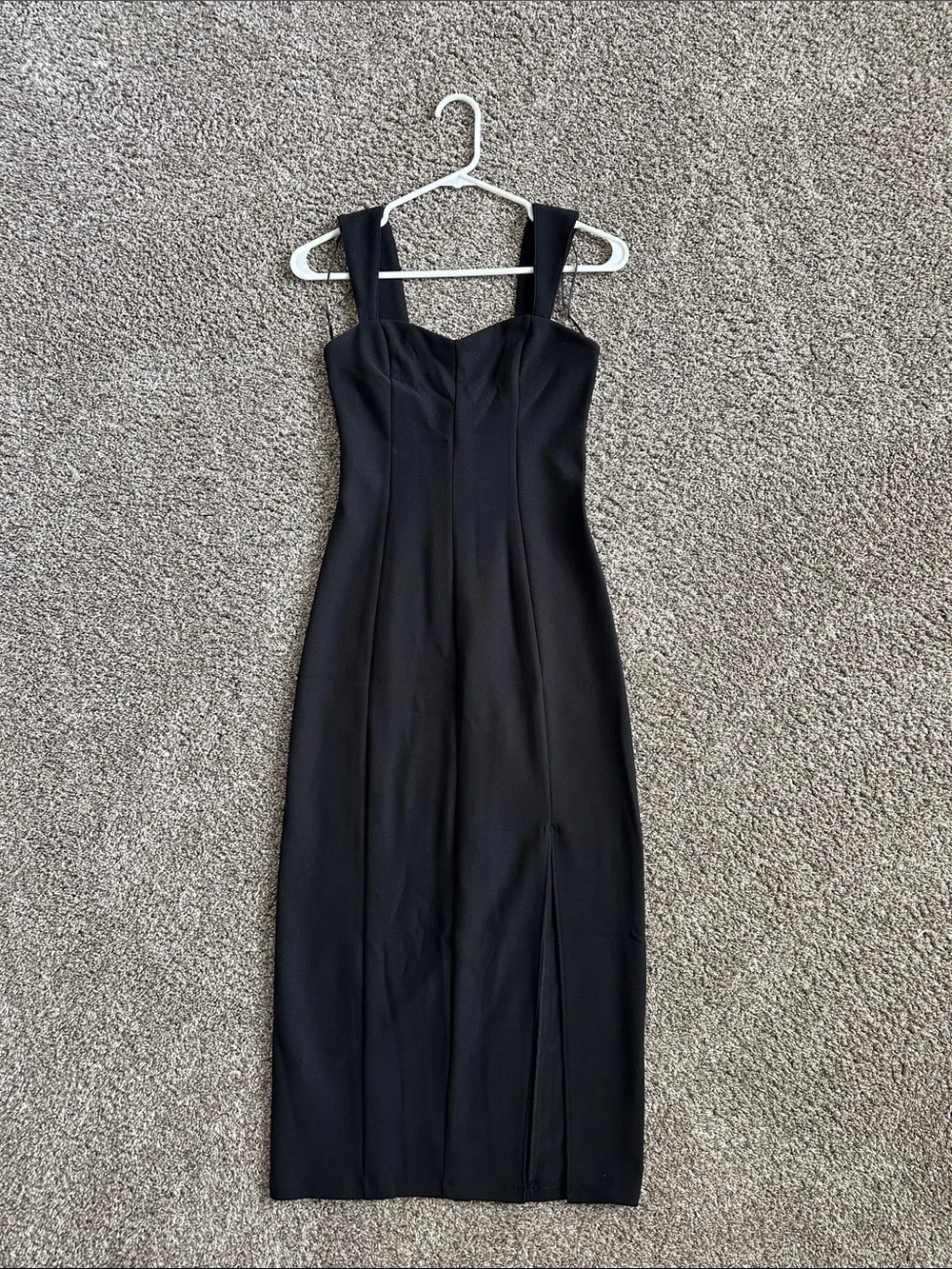 Sleeveless Black Midi Dress with Wide Straps - Picture 1 of 1